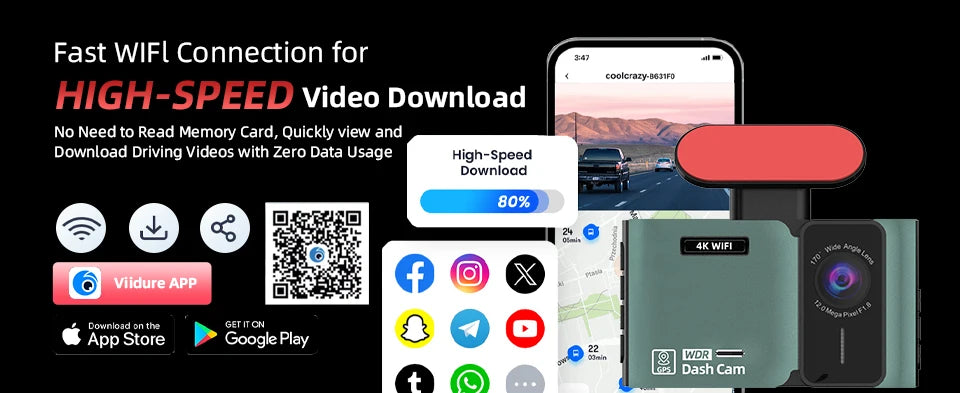 Dash Cam 4K Ultra High Definition Support Speed Real Display Loop Recording Optional 2.5K Rear Camera Driving Recorder