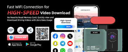 Dash Cam 4K Ultra High Definition Support Speed Real Display Loop Recording Optional 2.5K Rear Camera Driving Recorder