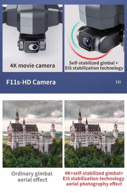 F11 4K Pro Drone Profesional 5G WIFI EIS Cameras Com 2 eixos Anti-Shakes FPV Brushless Quadcopter 3000M 1 battery RC Drones Toys