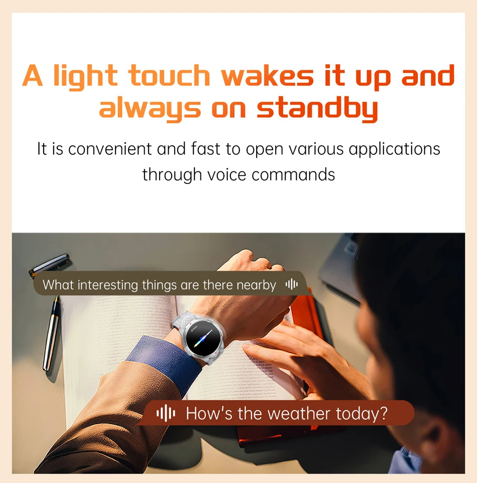 GPS Outdoor Sports Smartwatches 1100mAh Battery Compass Men's LED Lights 5ATM Waterproof Watch Bluetooth Call Smart Watch