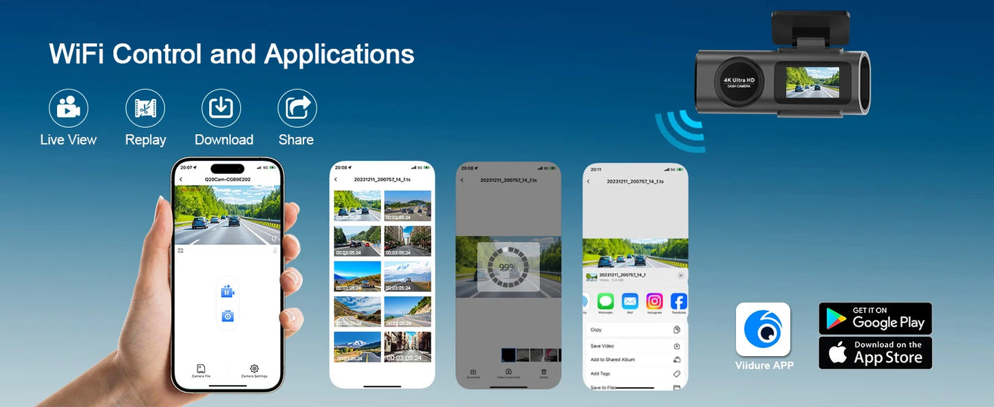 Dash Cam Cars 4K Front and Rear Camera Car Dvr WIFI GPS Car Camera for Vehicle Video Recorder Rear View Camera Parking Monitor