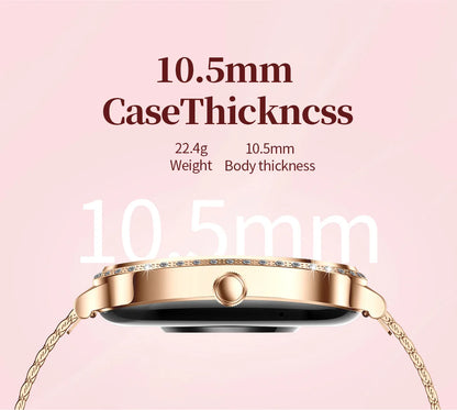 LIGE Fashion Women Smart Watch 1.75inch Curved Screen Sport Bracelet BT HD Calling Clock IP68 Waterproof Diamond Case Smartwatch