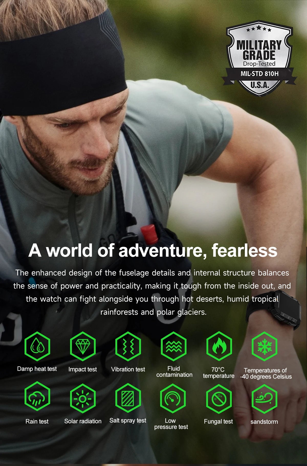 New Outdoor Rugged Military GPS Sports Track Smartｗatches Men's Waterproof Bluetooth Call Voice Assistant Heart Rate Smart Watch