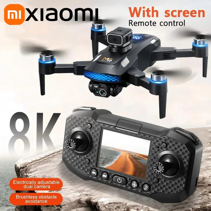 Xiaomi M6 RC Drone 8K Aerial HD Dual Camera 5G WIFI Intelligent Obstacle Avoidance With Screen GPS Ruturn Brushless Power Drone