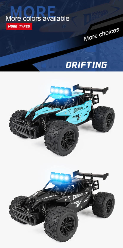 RC Alloy Car 1:16 Scale 2WD Off-Road Climbing Remote Control Car With LED Light 20KM/H High Speed Toys Gifts For Boys Girls Kids