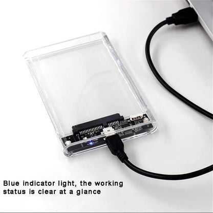 USB 3.0/Type C External Hard Drive Enclosure 2.5 Inch SATA to USB3.0 UASP Clear Portable Hard Drive Case HDD Tool-Free