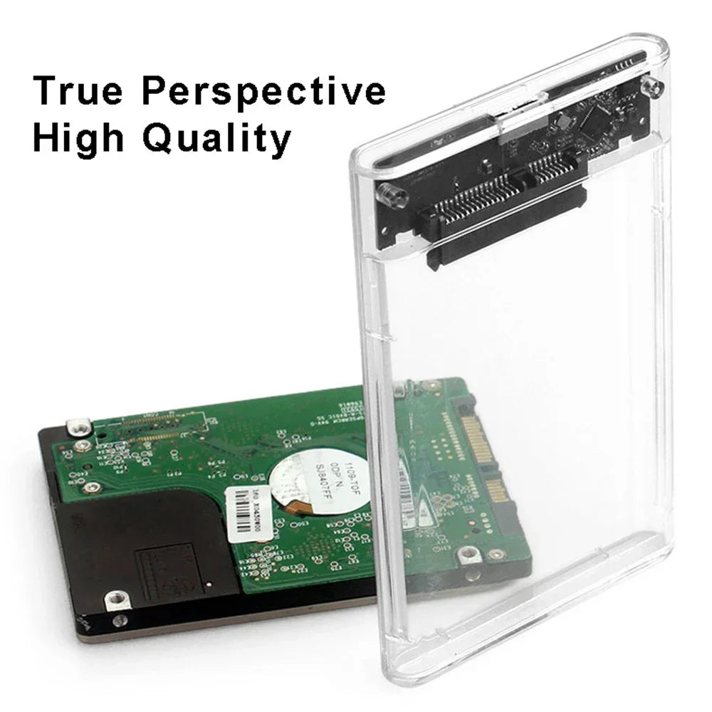 USB 3.0/Type C External Hard Drive Enclosure 2.5 Inch SATA to USB3.0 UASP Clear Portable Hard Drive Case HDD Tool-Free