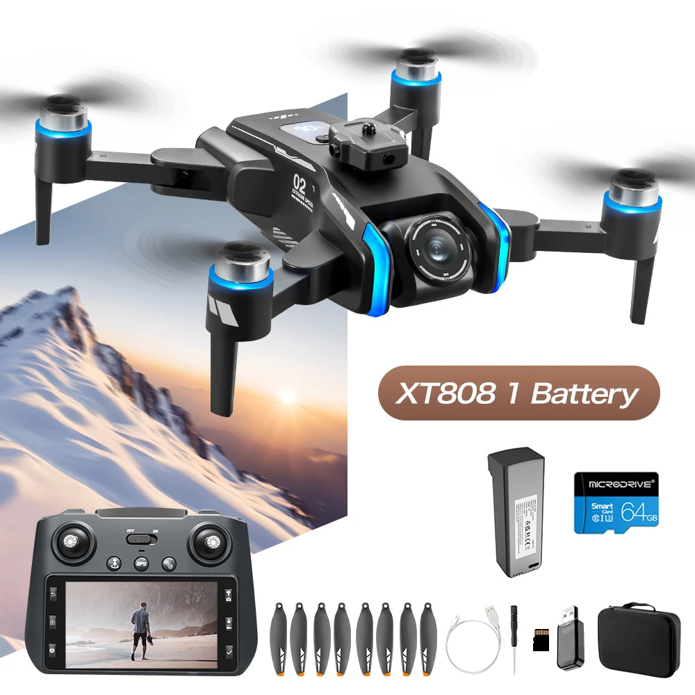 XT808 Drone GPS Professional 8K Camera with Screen Remote Control 5G WiFi FPV Dron Brushless Obstacle Avoidance RC Quadcopter