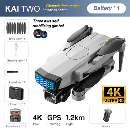KAI TWO PRO GPS 8K Professional Dron 3-Axis Self Stabilization HD Camera 360 Obstacle Avoidance Brushless RC Quadcopter VS SG107