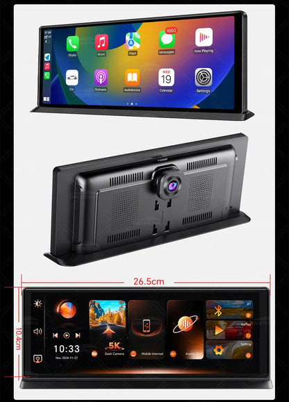 Dash Cam 5K Front Rear Car Camera Wireless CarPlay & Android Auto  WiFi GPS 11.3" Touch Screen GPS Navigation Night Vision DVR
