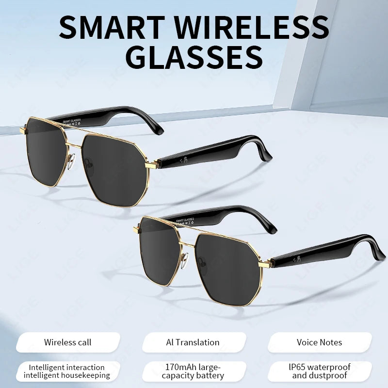 2025 New Smart Glasses Multiple Language Real-time Translation Wireless Call Music Play Sunglasses Waterproof Mens Smart Glasses