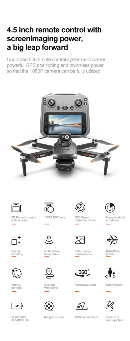 RG800 MAX GPS Drone 8K Professional HD Dual Camera With Screen 5G 360°Obstacle Avoidance Brushless Foldable Quadcopter Drone