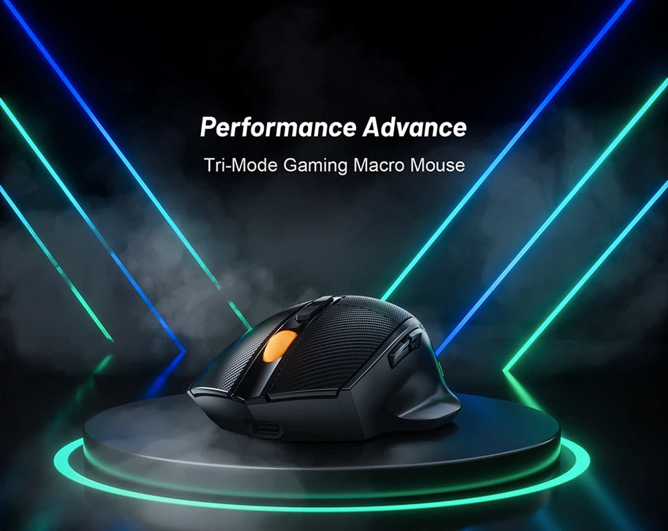 Wireless Game Mouse 12800DPI 1000Hz BT/2.4G/Wired 7 Buttons Macro Mouse for E-sports Ergonomic Design RGB Backlit