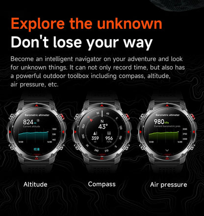 Built-in GPS Positioning Smart Watch Men 1.46 Inch HD Screen Compass 100+ Sport Mode 30M Waterproof Bluetooth Call Smartwatch