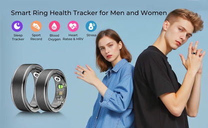Smart Rings Bluetooth Gesture Swipe Control Sleep Heart Rate Oxygen Monitoring Multi Sports Modes Waterproof Women Health Ring