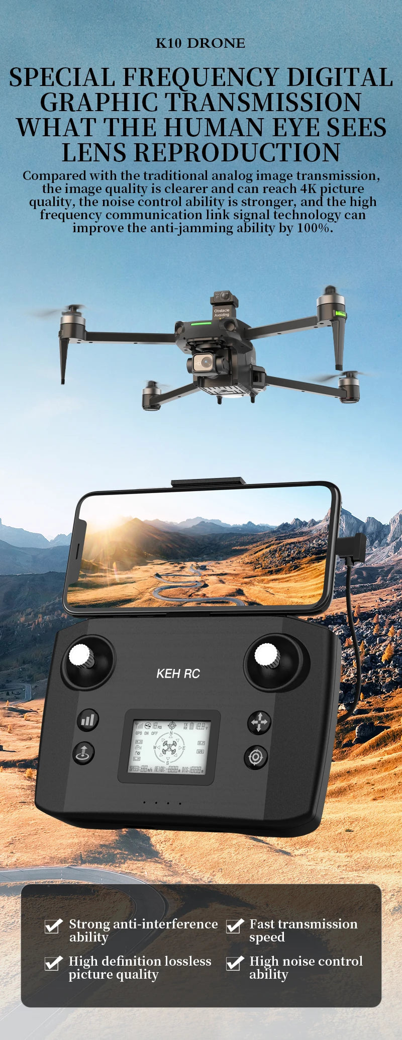 10KM 35 Mins With Touch Screen RC K10 Professional GPS Drone with 3-Axis Gimbal 8K Dual Camera FPV Brushless Airdrop Quadcopter