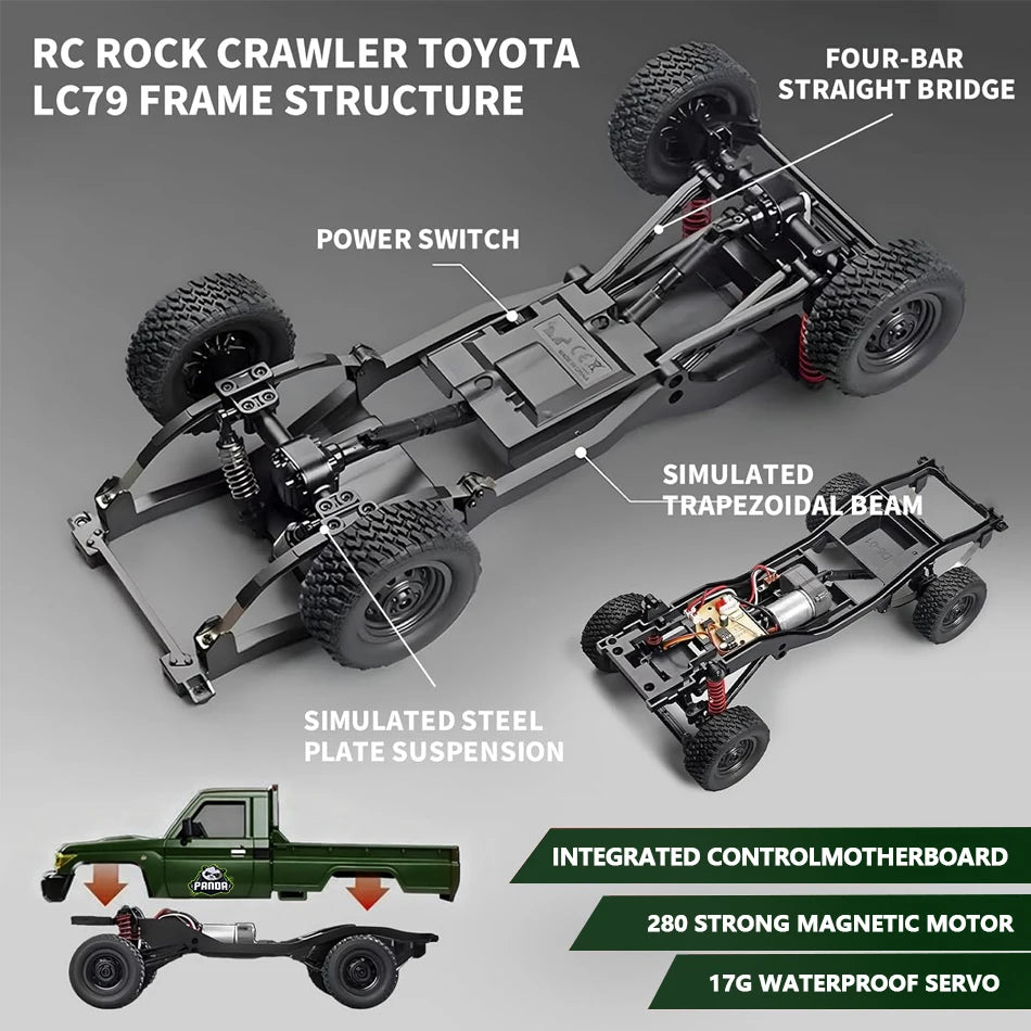 MN MODEL 1:12 4WD RC Panda Off-road Diving Car Adventure Terrain Vehicle Wading Rock Crawler Climbing Gun Truck Toy for Adult