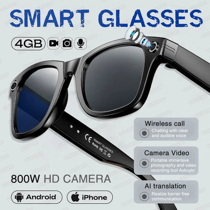 2025 New Smart Glasses Recording Videos AI Photo Recognition Translation Call Sunglasses Men Women Waterproof Bluetooth Glasses