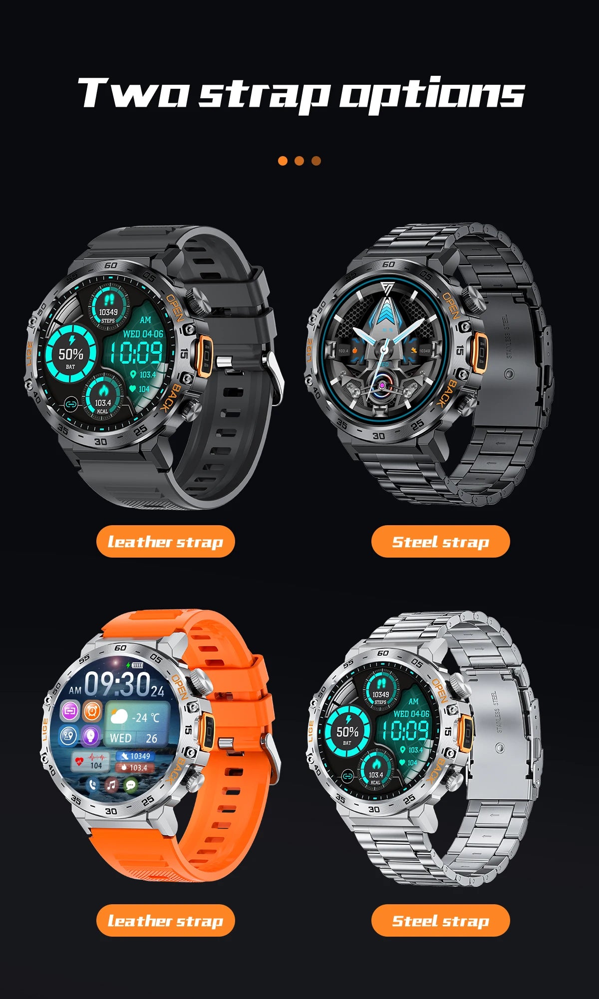2025 Smart Watch Men 360*360 AMOLED HD Screen Waterproof Sports Fitness Watches Flashlight New Men Smartwatch For Andrio IOS