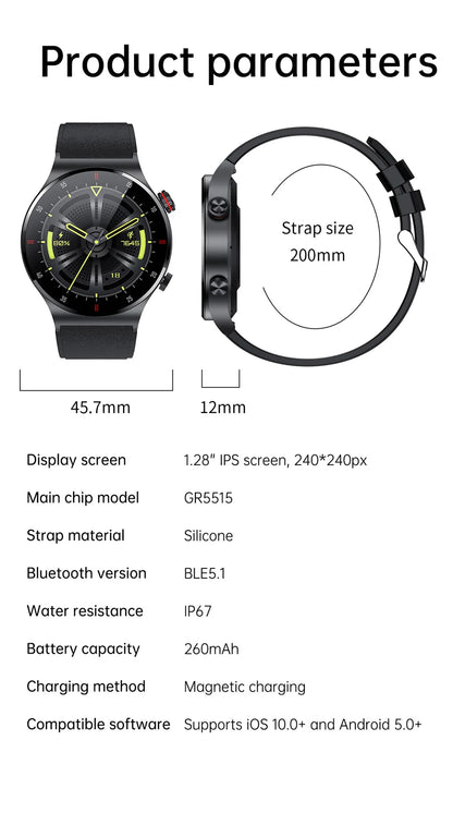 NFC Bluetooth Call Smart Watch Men Full Screen GPS Sports Bracelet Waterproof ECG Health Monitor SmartWatch for IOS Android 2024