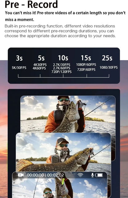 CERASTES Action Camera 5K 4K 60FPS WiFi Anti-shake Dual Screen 170° Wide Angle 30m Waterproof Sport Camera with Remote Control