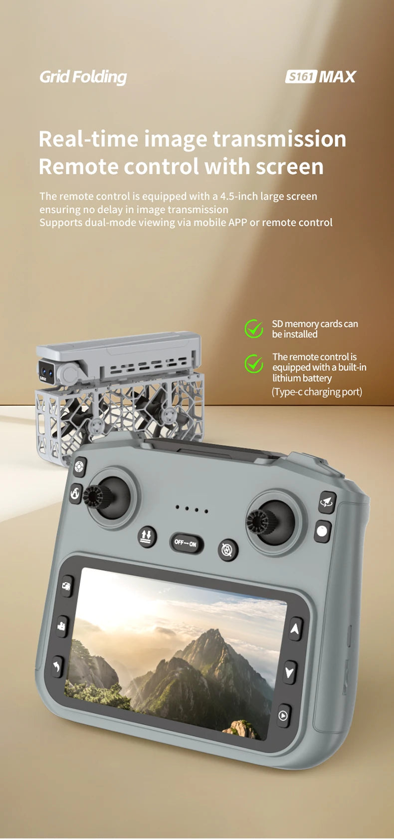 Original Mini Drone Flying Camera S161 RC Dron 8K HD Aerial Photography Pocket UAV with Screen Control Brushless Full Enclosure