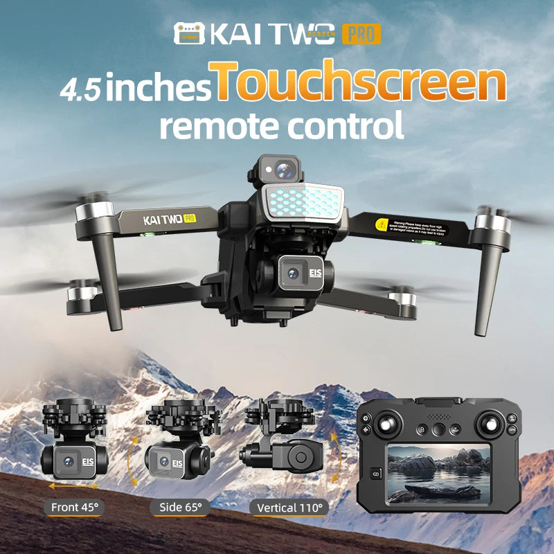 KAI TWO RC Professional Drone 8K HD Dual lens Camera 360°Obstacle avoidance Brushless With screen Three-axis aircraft Drone Toys