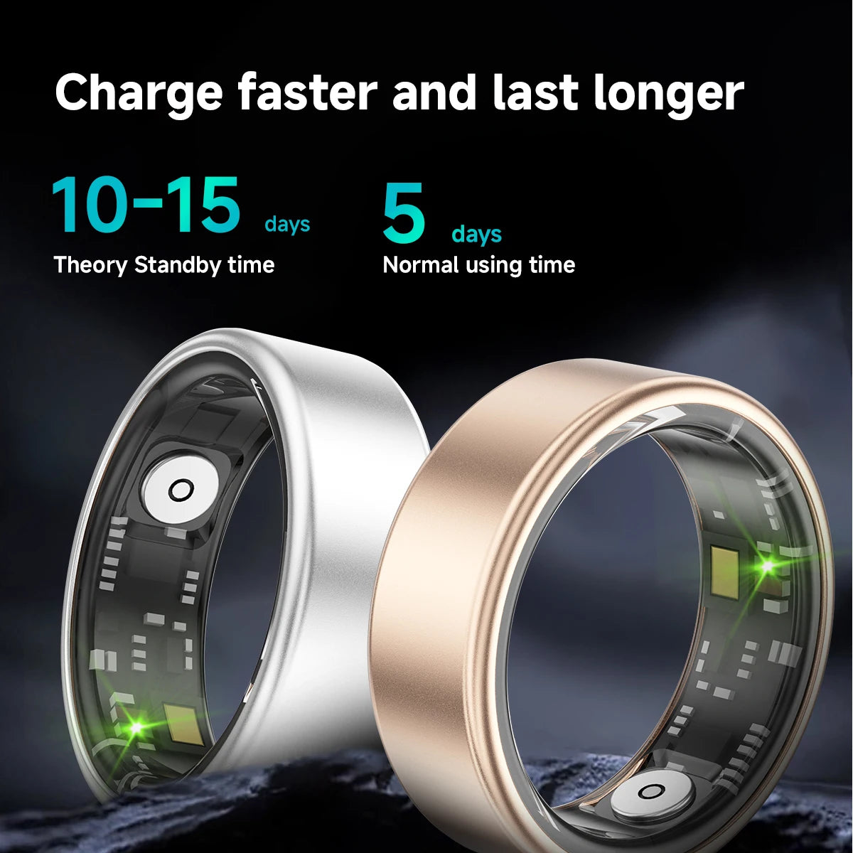 Smart Ring with Long Battery Life Lightweight Design Health Tracking Heart Rate and Blood Oxygen Monitoring Sleep Recording
