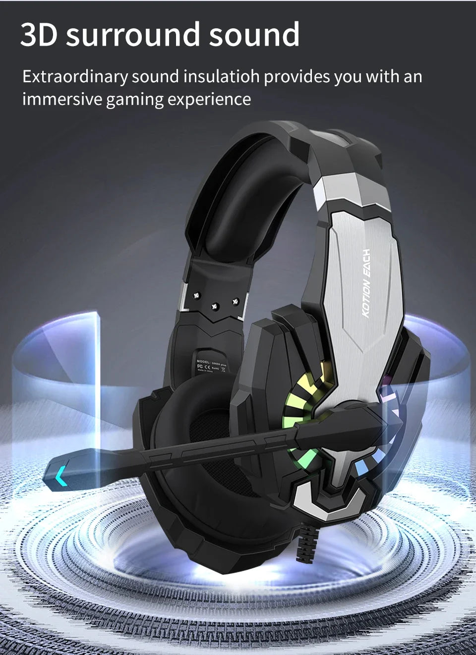 Gaming Headpset Headphone 3.5mm Wired Gaming Headset Earphones Noise Cancelling Stereo Sound With Mic For PC PS4 PS5 Xbox Bass