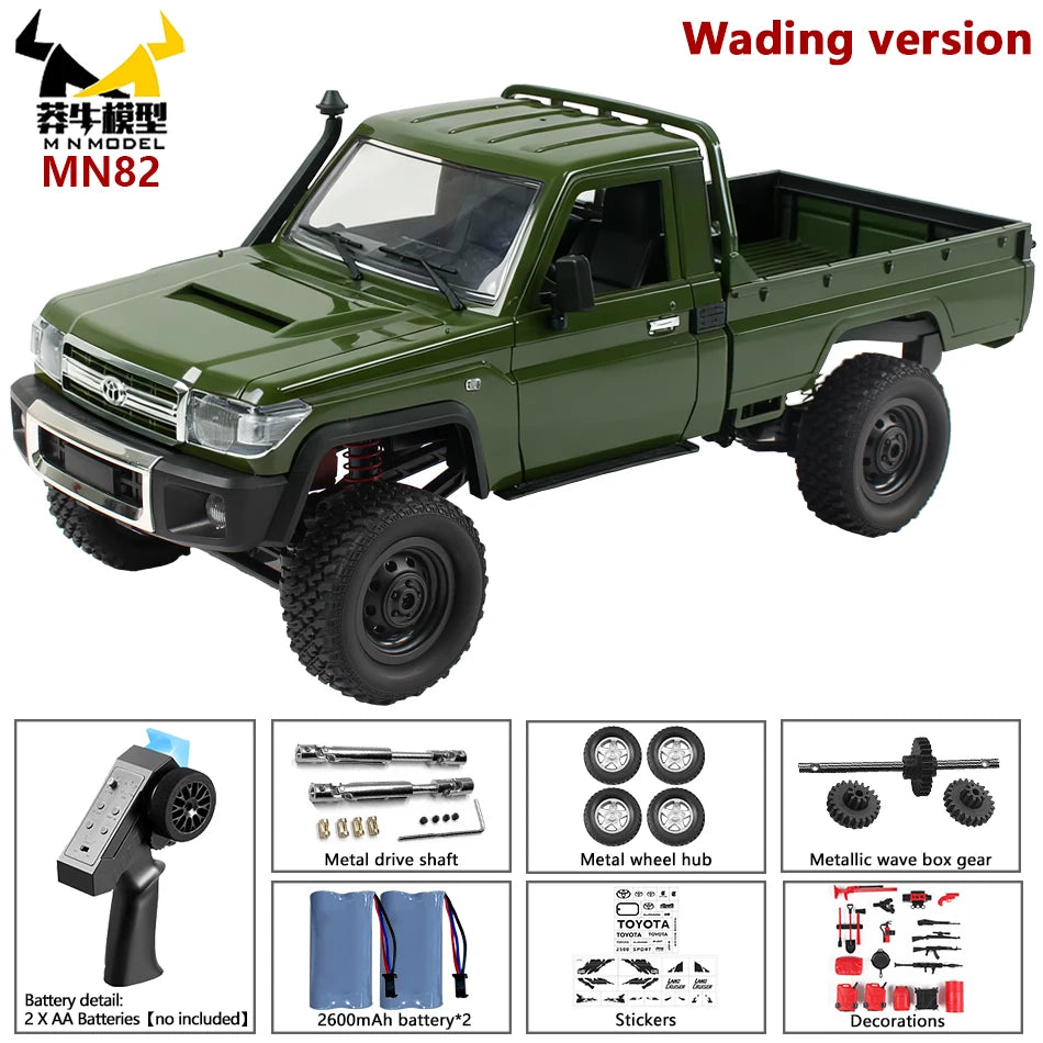 MN MODEL RC 1:12 4x4 Jungle Diving Car Climbing Off-road Wading Vehicle Rock Crawler Shovel Tool Box Truck Toy for Adult Gift