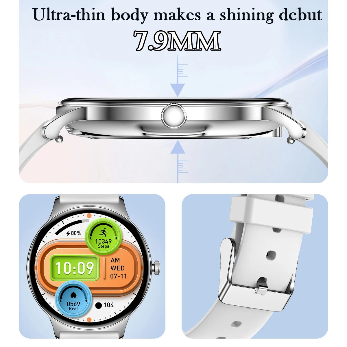 2025 New Ultra Slim AMOLED Smart Watch Women Screen Always Display Time Heart Rate BT Calling High-end Fashion Smartwatch IOS