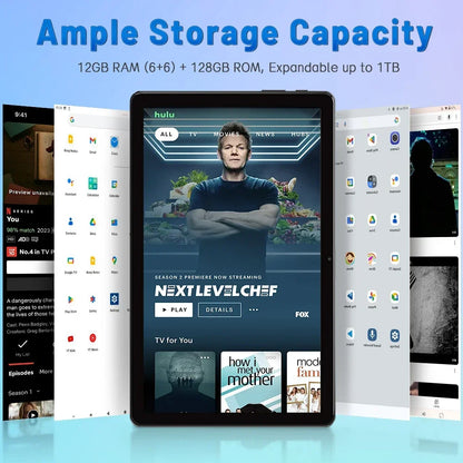 Tablet 10.1 Inch, 2025 Android 15 Tablets, 12GB+128GB, 1TB Expand, Widevine L1 Compatible Octa-Core Tablet with 6000mAh Battery