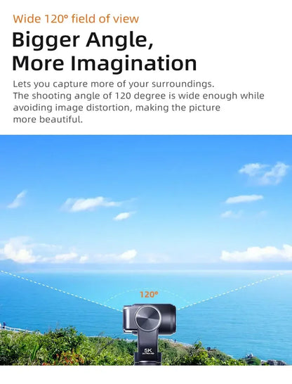 M5 Vlog Action Camera 5K 30fps/ 4K 60fps 3-Axis Anti-shake Digital Video Camcorder 180° Rotation Lens 3.5"Screen Face Tracking