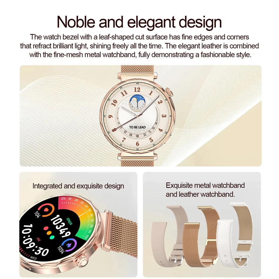 2025 New Fashion Bluetooth Call Smart Watch Women AMOLED HD Screen Health Monitoring 100+ Sports Mode Smartwatches IOS
