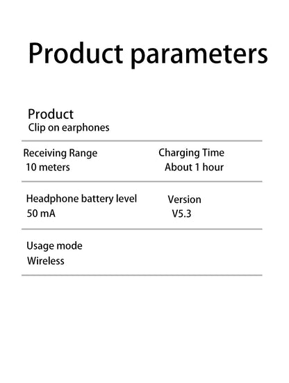 Ear clip earphones, Bluetooth wireless earphones, comfortable to wear for sports, office, leisure, and long battery life