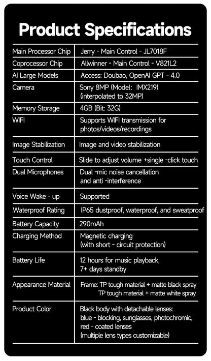 2025 New Smart Glasses Recording Videos AI Photo Recognition Translation Call Sunglasses Men Women Waterproof Bluetooth Glasses