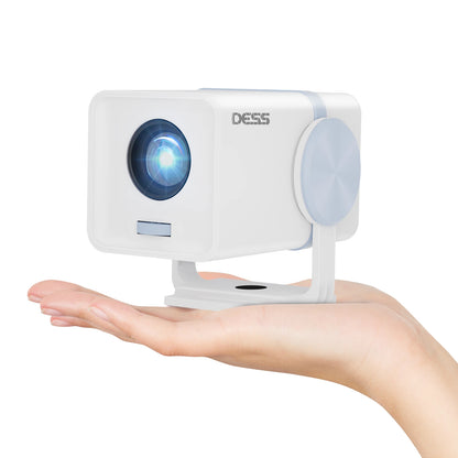 DESS Mini Projector Outdoor Portable Powered By Power Bank 4K Decoding Native 720P WiFi 6 BT 5.0 180°Rotatable Movie Projector