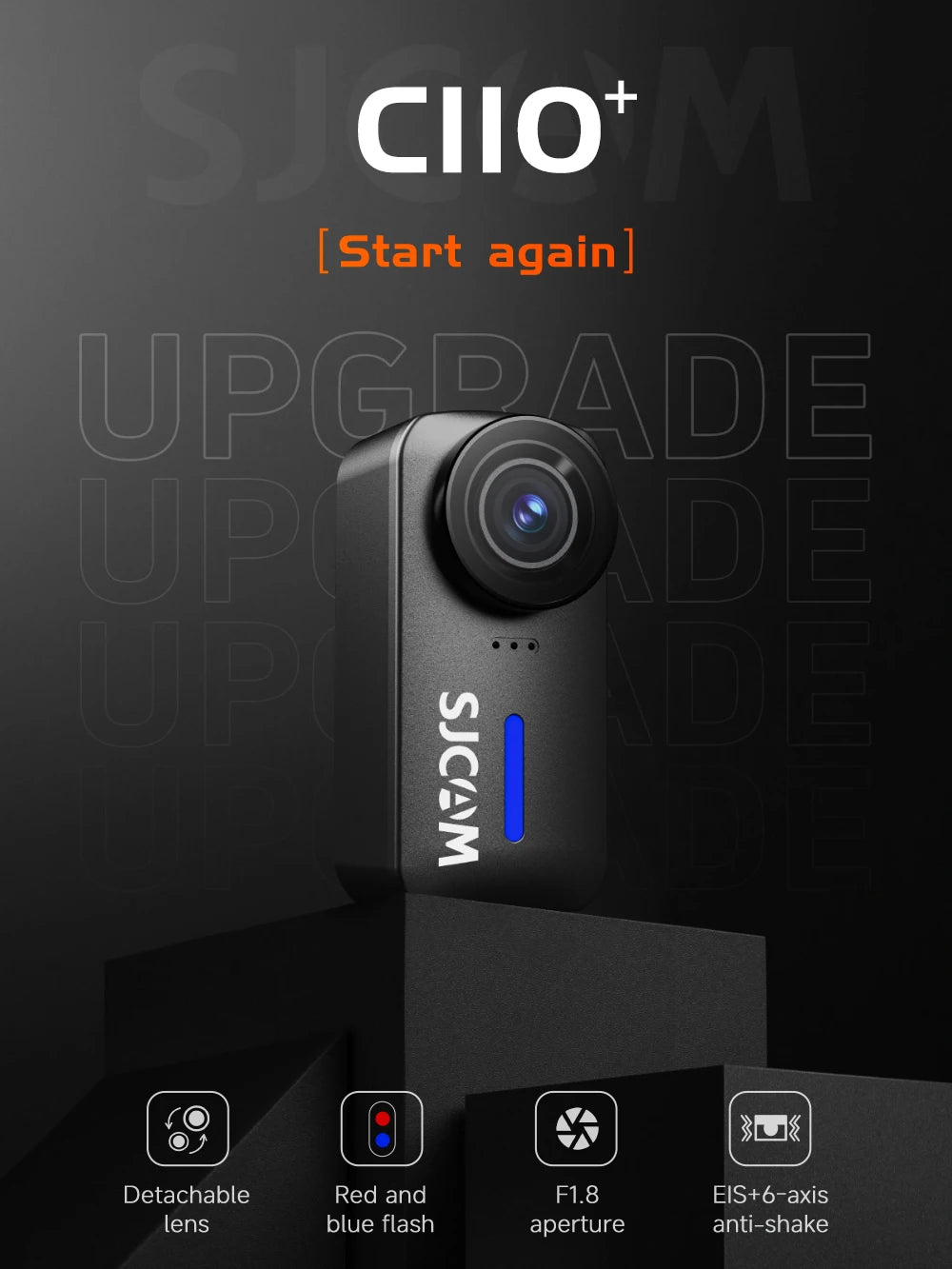 SJCAM C110+ Magnetic Combo Action Camera，4K 30FPS WiFi Sports Camera IP65 Waterproof with 200Min Battery