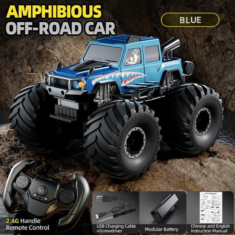 KBDFA Q215 Amphibious RC Car 2.4G 4WD Remote Control Truck Climbing Off Road Waterproof Armored Vehicles Kid Toys Gift