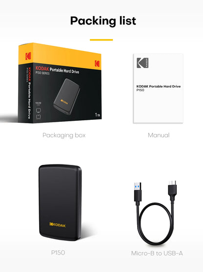 KODAK External Hard Drive 1T 500GB USB3.0 High Speed Gaming Storage Portable External Disk for Laptop Desktop PS4 PS5