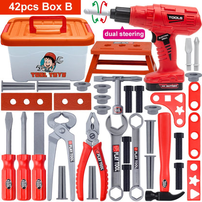 Pretend Play Toy Tools Kit for Toddler Boys Girls Child Children's Tool Set with Electric Toy Drill Kids Power Construction Toy
