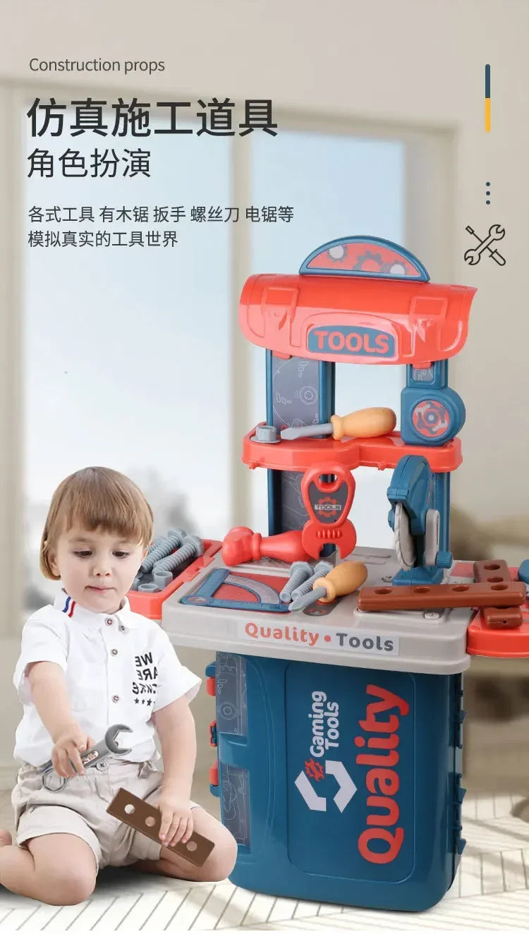 New Gifts 3-in-1 Kids' Toolbox Engineer Simulation Repair Tools Pretend Toy Set with Drill Screwdriver Tool Kit Play Toy Box