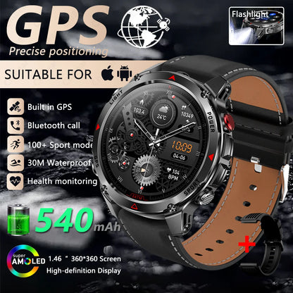 Built-in GPS Positioning Smart Watch Men 1.46 Inch HD Screen Compass 100+ Sport Mode 30M Waterproof Bluetooth Call Smartwatch