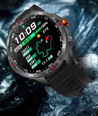 GPS Outdoor 1000mAh Battery Smartwatches Men 100+ Sports Mode Compass Heart Rate 3ATM Waterproof Bluetooth Call Smart Watch