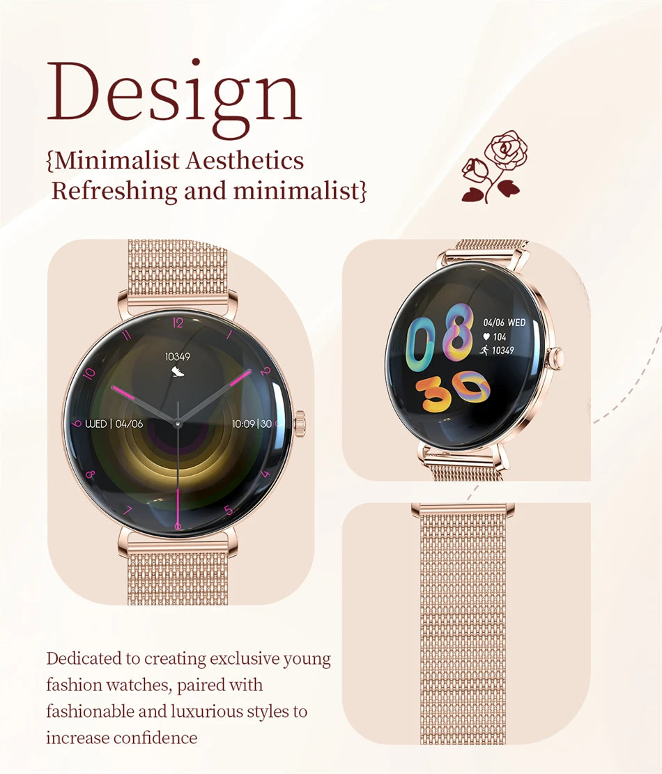 LIGE 2025 New Smart Watch Women 1.43" AMOLED HD Screen Heart Rate Sport Fitness Bluetooth Call Ladies Smartwatch For Android IOS