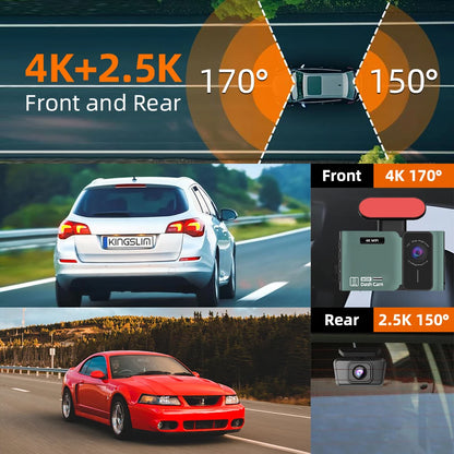 Dash Cam 4K Ultra High Definition Support Speed Real Display Loop Recording Optional 2.5K Rear Camera Driving Recorder