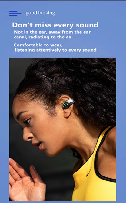 Ear-Clip Wireless Headsets TWS Bass Music Earring Bluetooth 5.3 Earphones Single Sport Headphone With Mic Touch Business Earbud