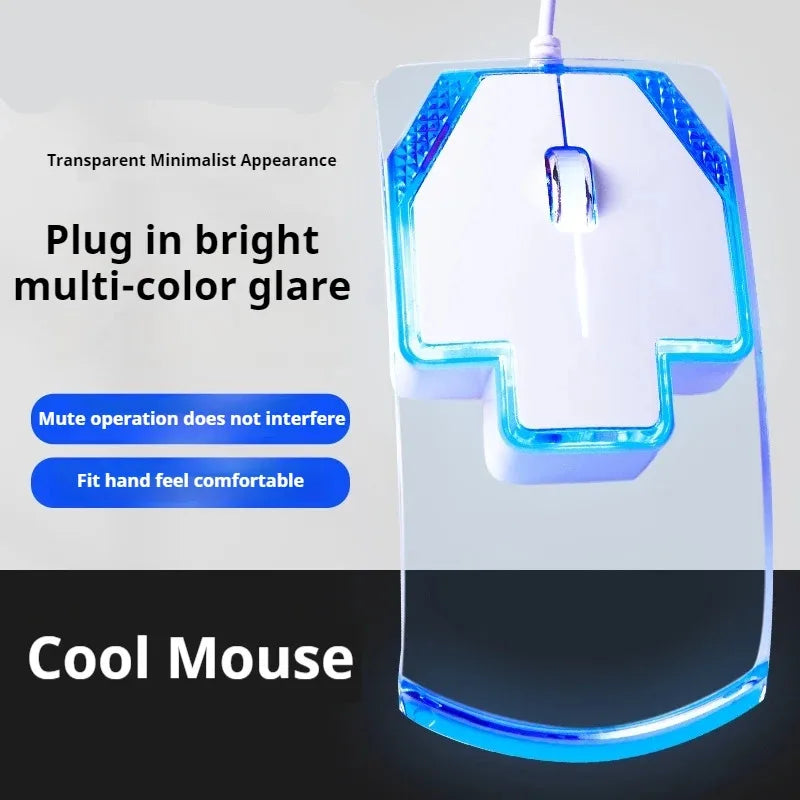 fashionable Wired Transparent Colorful Light-emitting Mouse Ergonomics mute ultra-thin Game Mice For PC Laptop Computer Gifts