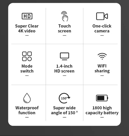 4K Action Camera HD Touch Screen Outdoor Anti Shake Sports DV Handheld Video Recorder Vlog Action Cam Pocket Body Camera
