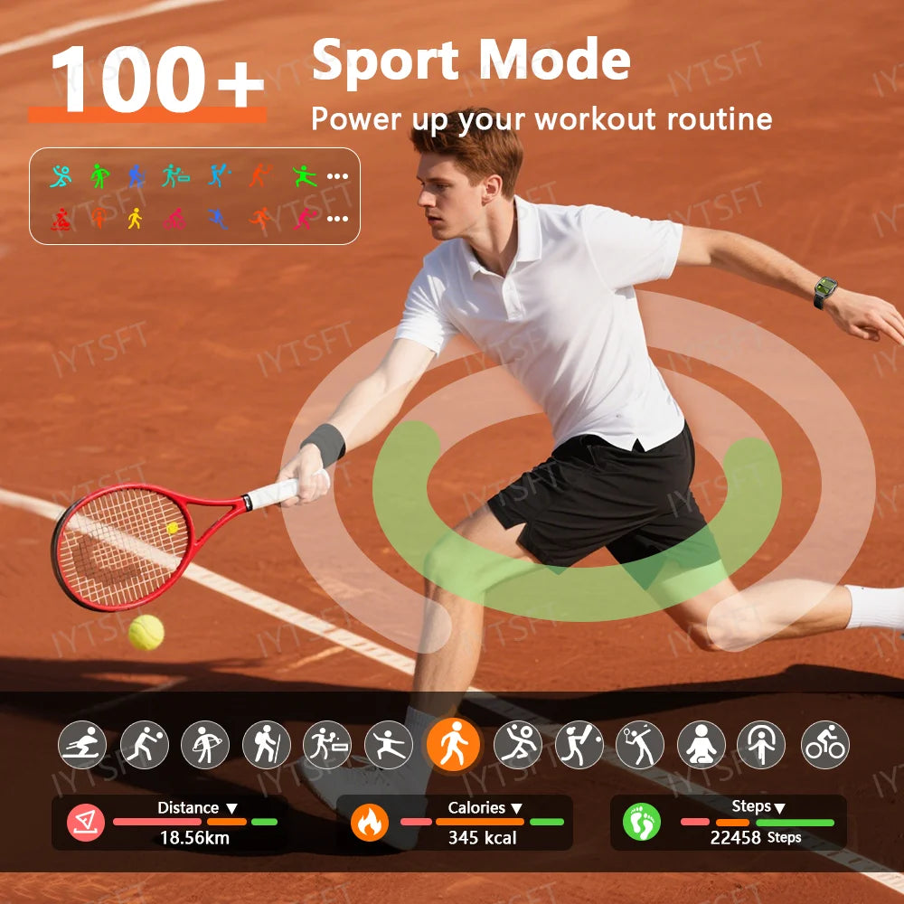 LAXASFIT New Curved Screen Women's Smart Watch 2.01'' AMOLED HD Touch Screen Bluetooth 5.3 Voice Call Men's Fitness Smart Watch